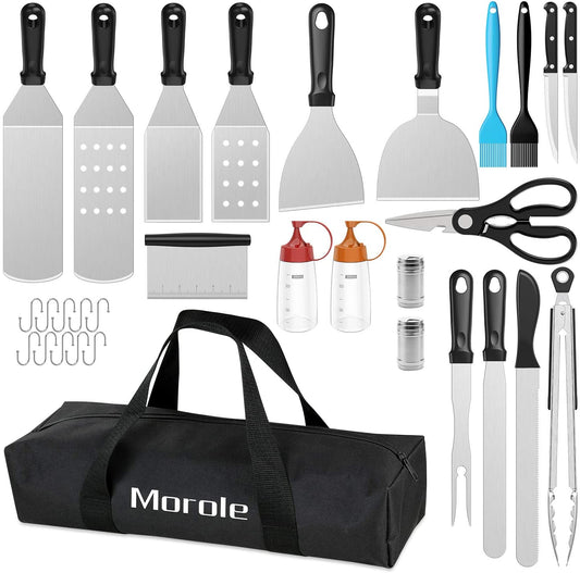22 Pcs Morale Griddle Accessories Kit, with Spatula, Grill Scraper, Knife, Bottle, Tong, Fork