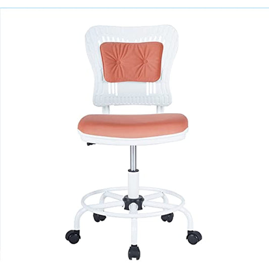 Ergonomic Office Chair Low Back Adjustable Seat Height 360° Task Chair, Rolling Chair with 5 Rolling Castors, Upholstered Armless Executive Comfy Task Chair Without arms (Orange)