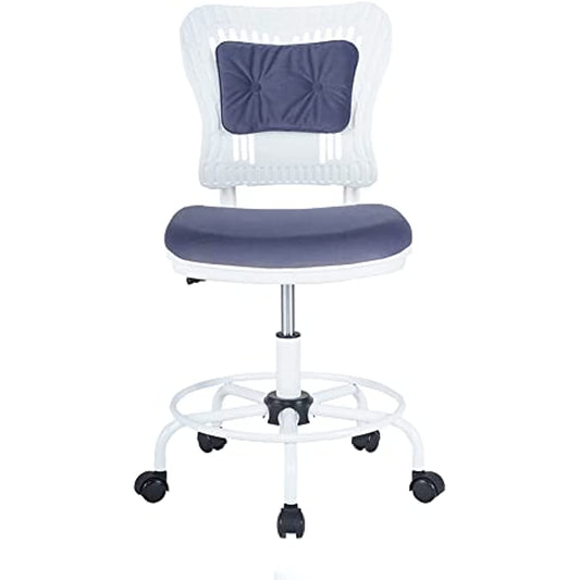 Ergonomic Office Chair Low Back Adjustable Seat Height 360° Task Chair, Rolling Chair with 5 Rolling Castors, Upholstered Armless Executive Comfy Task Chair Without arms (Purple)