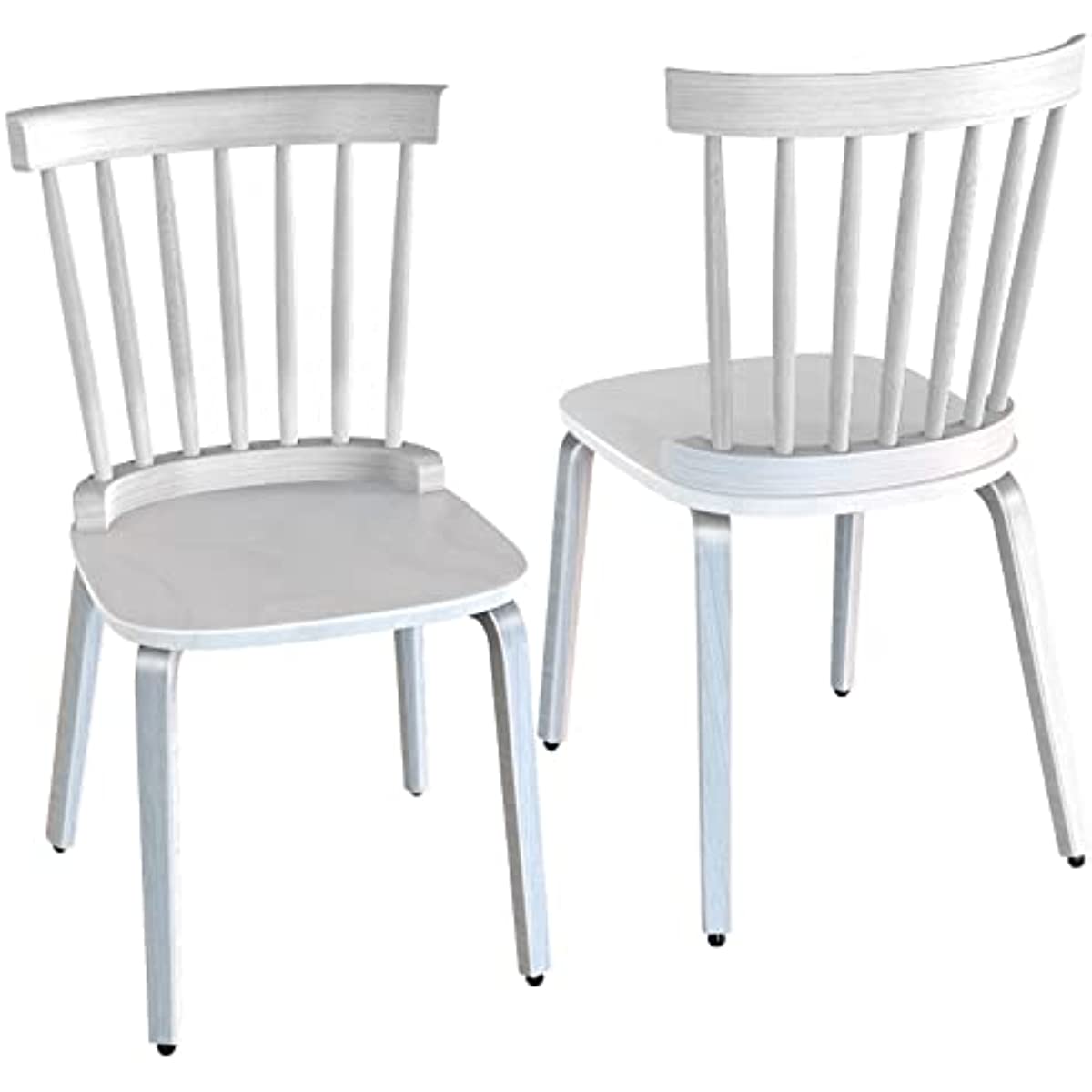 Dining Chairs Set of 2, Wood Modern Dining Room Chairs Slat Back Kitchen Room Chair Windsor Chairs, White