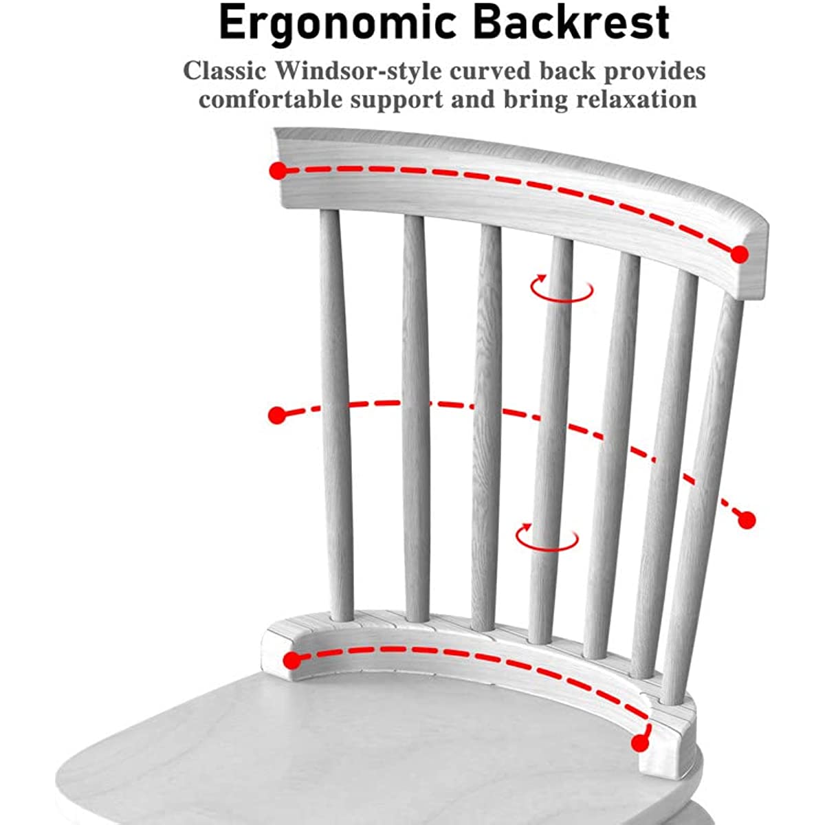 Dining Chairs Set of 2, Wood Modern Dining Room Chairs Slat Back Kitchen Room Chair Windsor Chairs, White