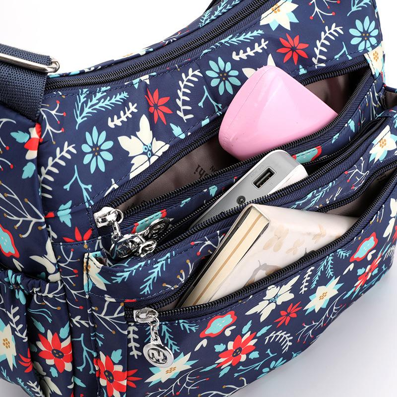 2021 NEW Fashion Nylon Floral Multi-Pocket Crossbody Purse Bags