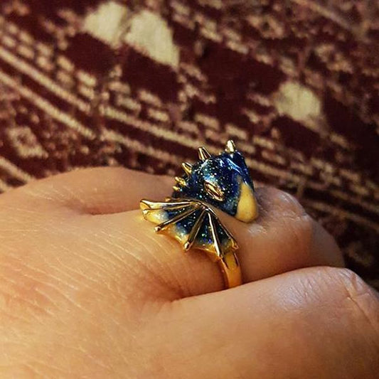 Gold Topaz Dragon Ring Lucky Finger Pet